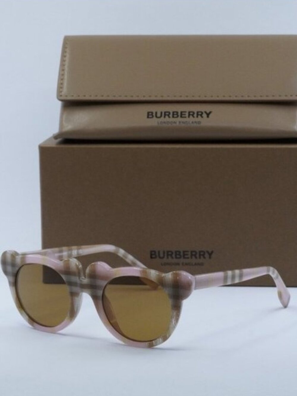 Burberry Kids JB4355 397273 Round Sunglasses - Check Pink/Bronze